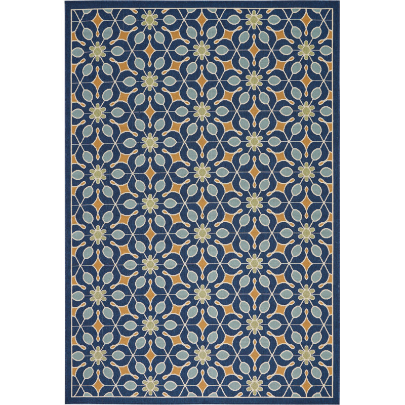 Sol 72 Outdoor™ Monterey Geometric Navy/Blue/Gold Area Rug & Reviews